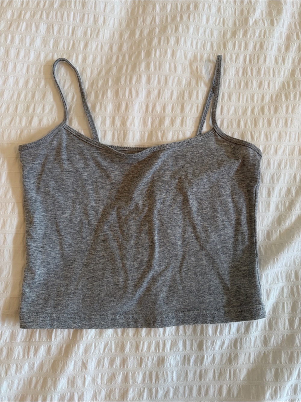 No Boundaries Gray Spaghetti Strap Crop Cami